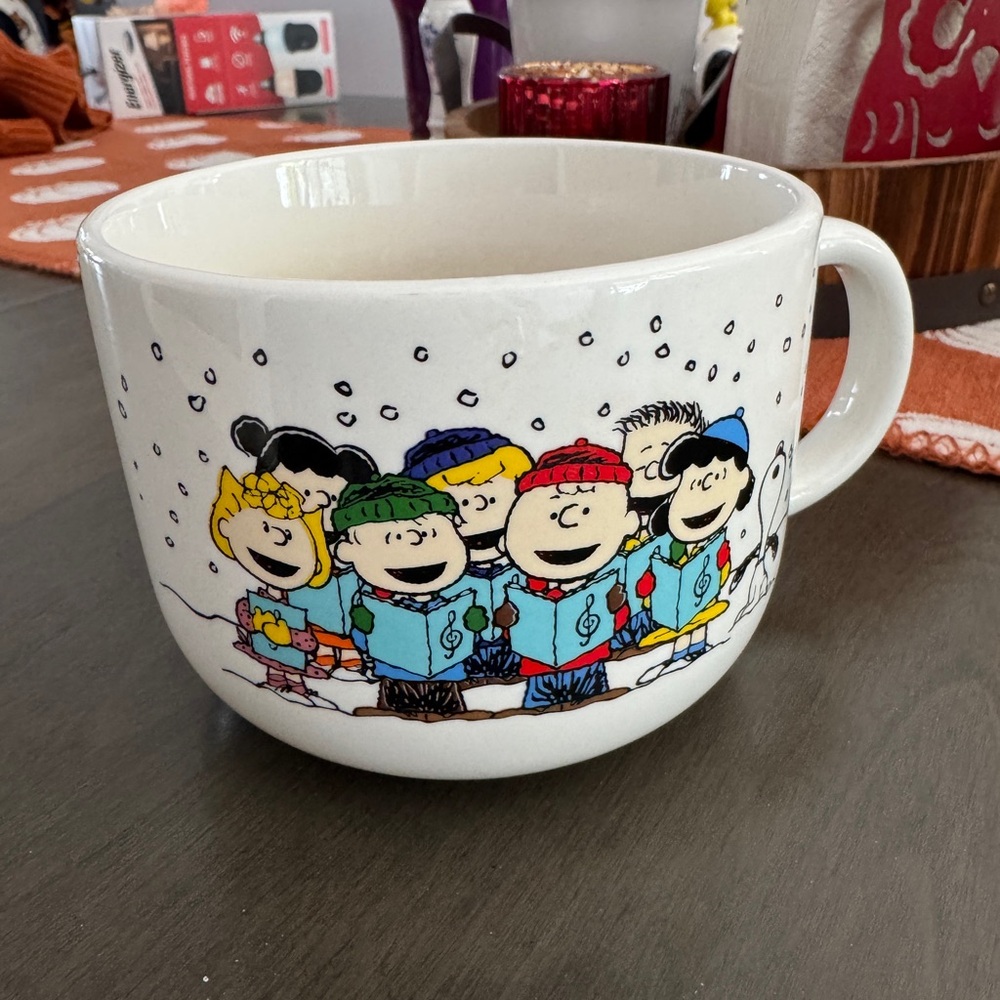 Peanuts White Winter Mug with Festive Holiday Characters